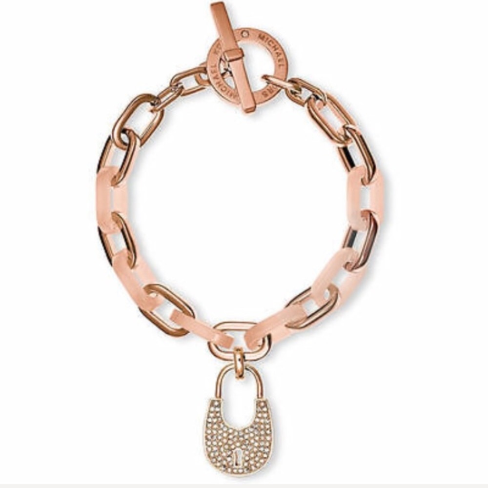 Ships TODAY 💕 24HR DROP ⬇️ 🎁 ⬇️ Michael Kors Rose Gold & Blush Lock Bracelet